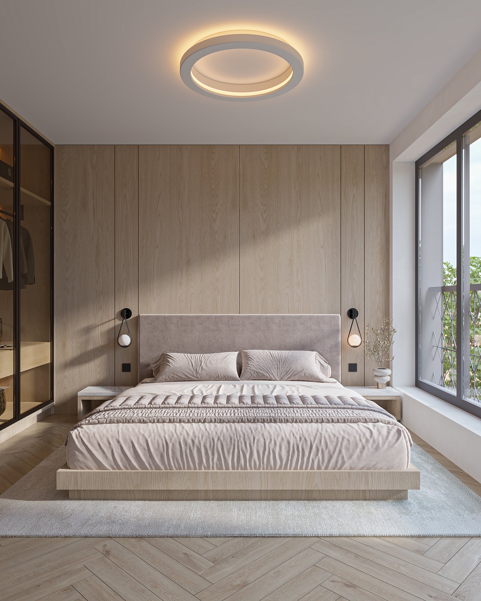 Magamistuba — puidust paneelid